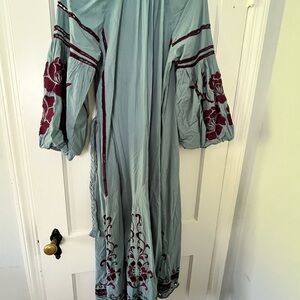 Free People Green Embellished Ruffled Sundress